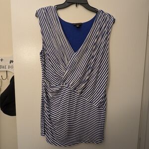 3/$10 Metaphor Royal Blue and White Striped Sleeveless Top